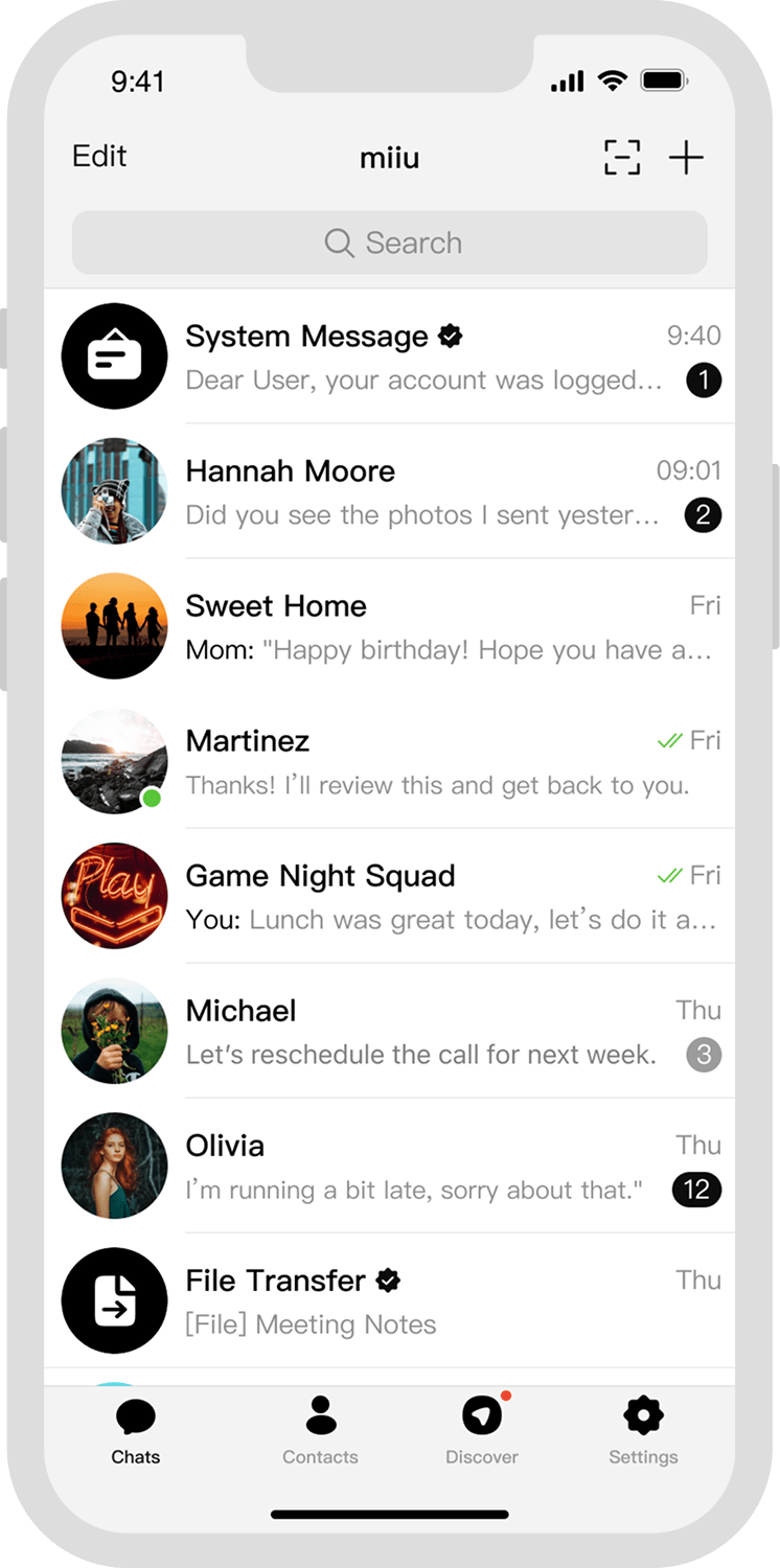 Chat interface showing text messages